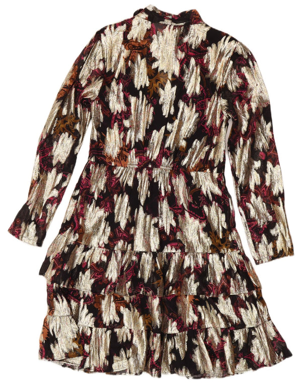 Monsoon Robe à volants à manches longues pour femme UK 10 Small Multicolore Bohème