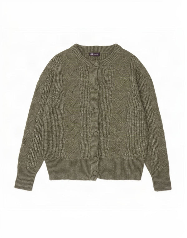Marks & Spencer Pull Cardigan pour Femme UK 14 Grand Kaki