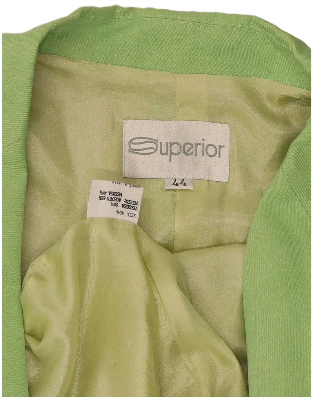 SUPERIOR Veste Blazer Croisée Femme IT 44 Soie Vert Moyen