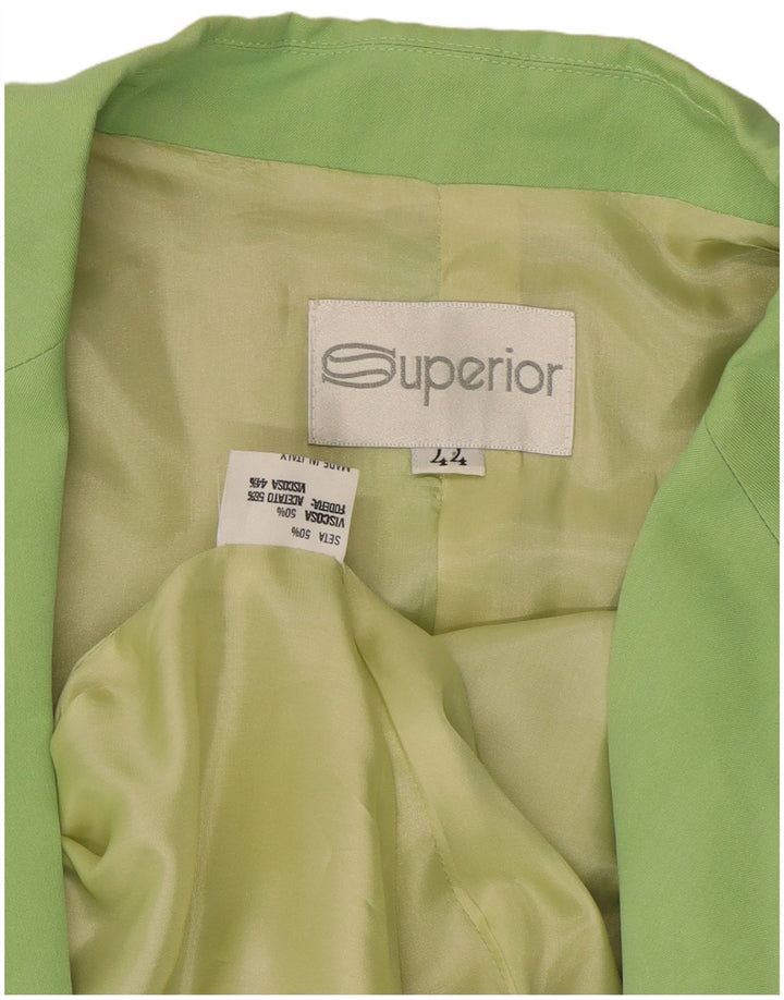 SUPERIOR Veste Blazer Croisée Femme IT 44 Soie Vert Moyen