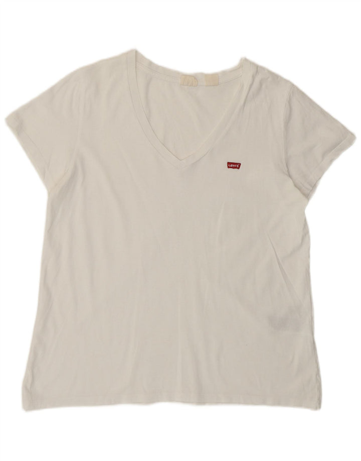 Levi's T-Shirt Femme UK 14 Large Blanc Coton