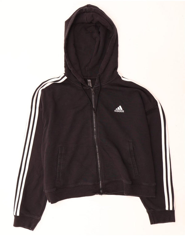 Adidas Pull à capuche zippé surdimensionné pour femme UK 16/18 Grand coton noir