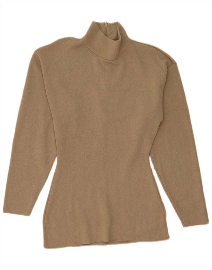 Zara Pull col roulé pour femme UK 10 Small Beige Viscose