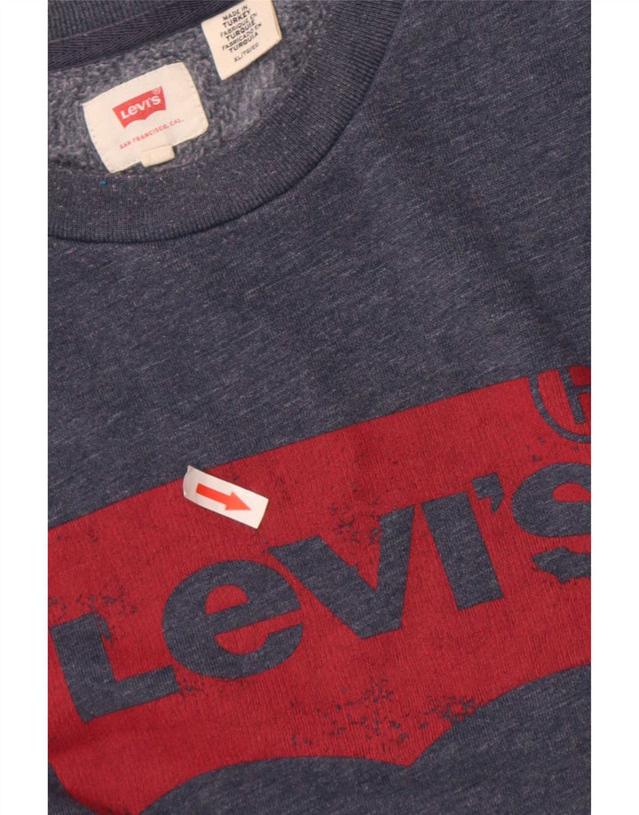 Levi's Graphic Sweatshirt Jumper XL Homme Bleu Marine Moucheté Coton