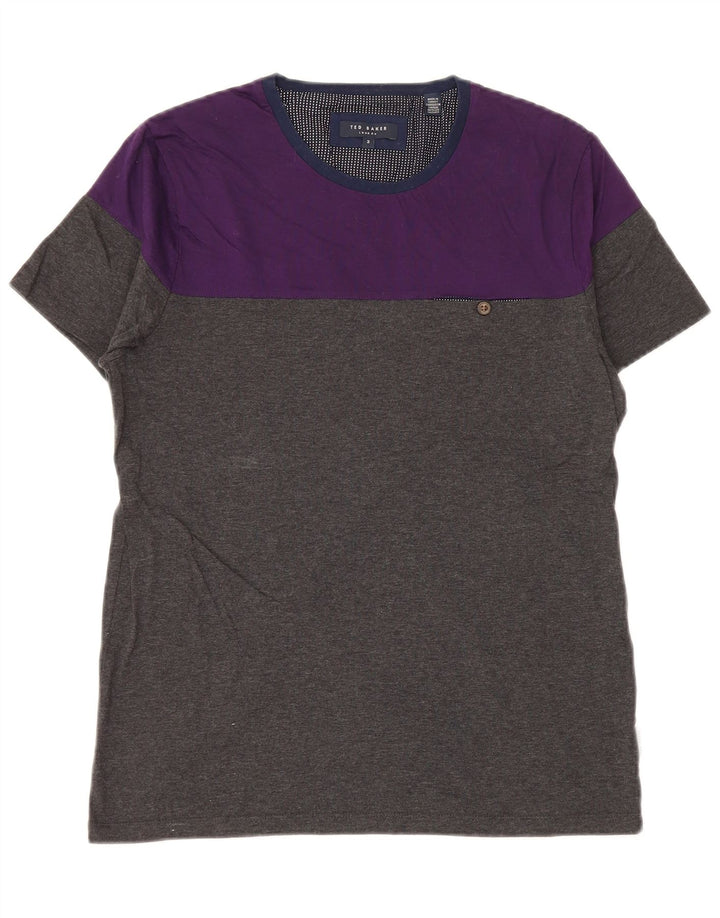 Ted Baker T-Shirt Homme Taille 3 Gris Moyen Colorblock Coton