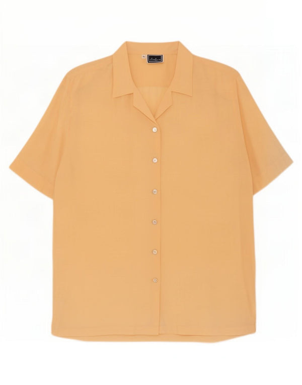 Luisa Spagnoli Chemisier à manches courtes pour femme UK 18 XL Soie jaune