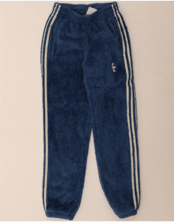 Adidas Pantalon de survêtement en polaire pour femme Joggers UK 4 XS Bleu Polyester