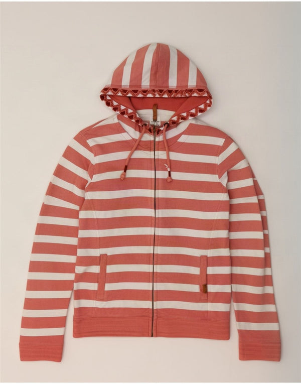 Fat Face Pull à capuche zippé pour femme UK 10 Petit coton rayé rose