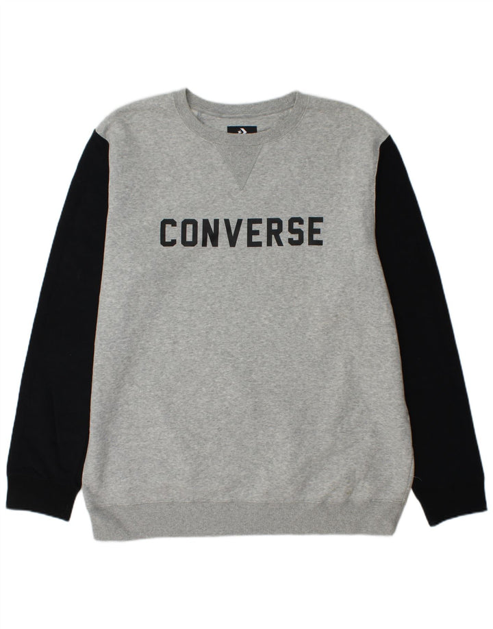 CONVERSE Sweat-shirt graphique pour hommes XL Gris Colorblock Coton