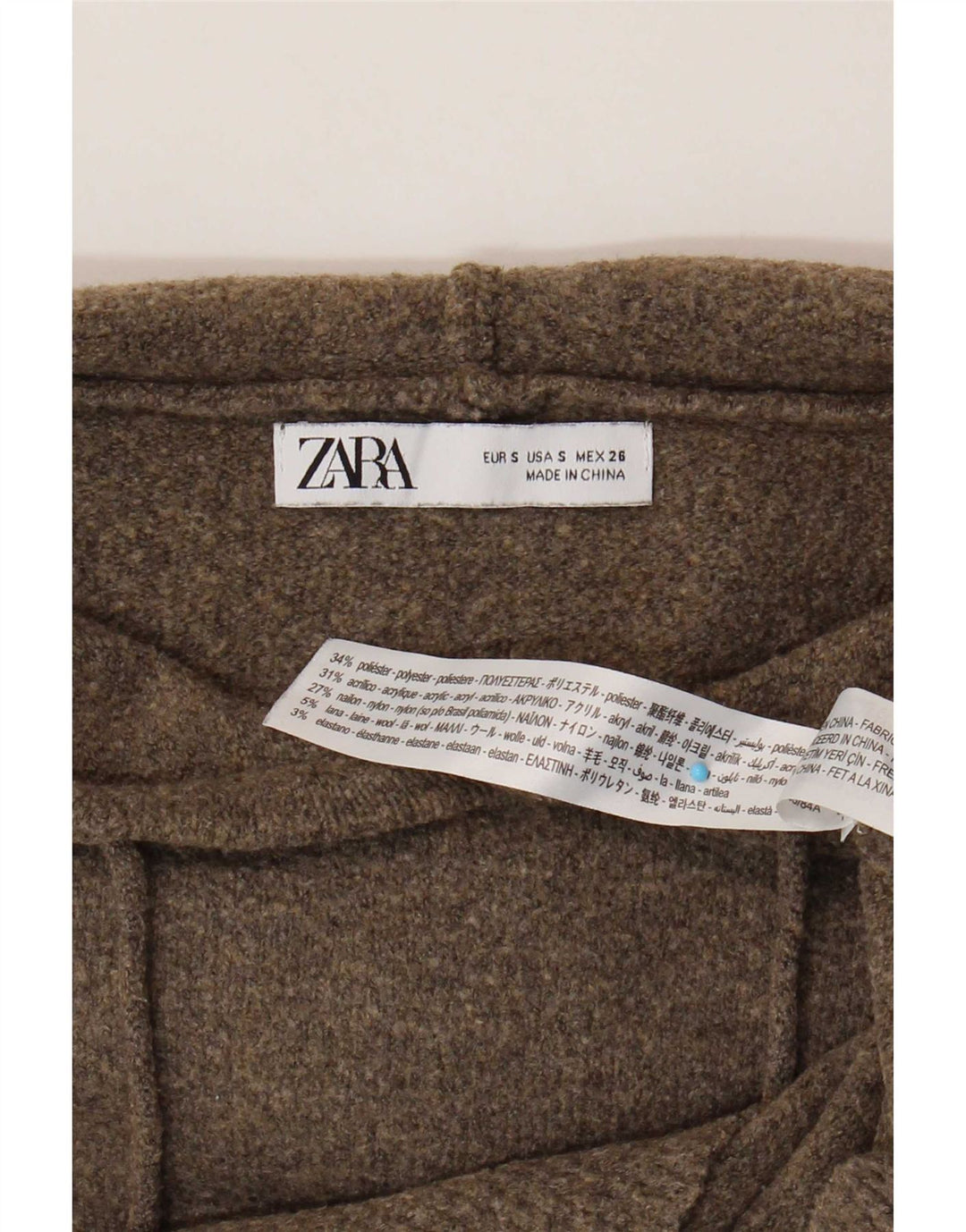 Zara Pull surdimensionné à capuche pour femme UK 10 Petit Marron Polyester