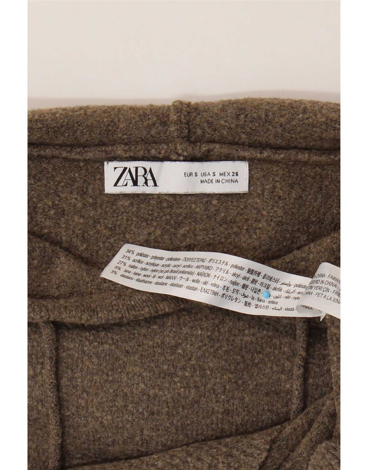 Zara Pull surdimensionné à capuche pour femme UK 10 Petit Marron Polyester