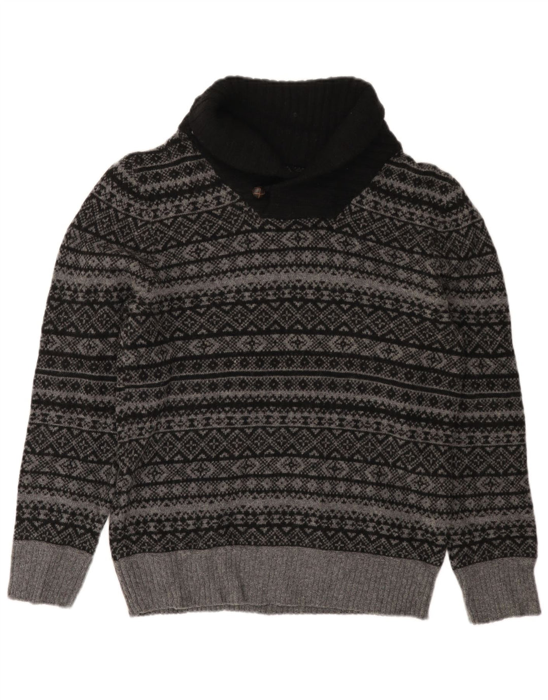 EDDIE BAUER Pull à col châle pour homme en laine Fair Isle Gris Taille S