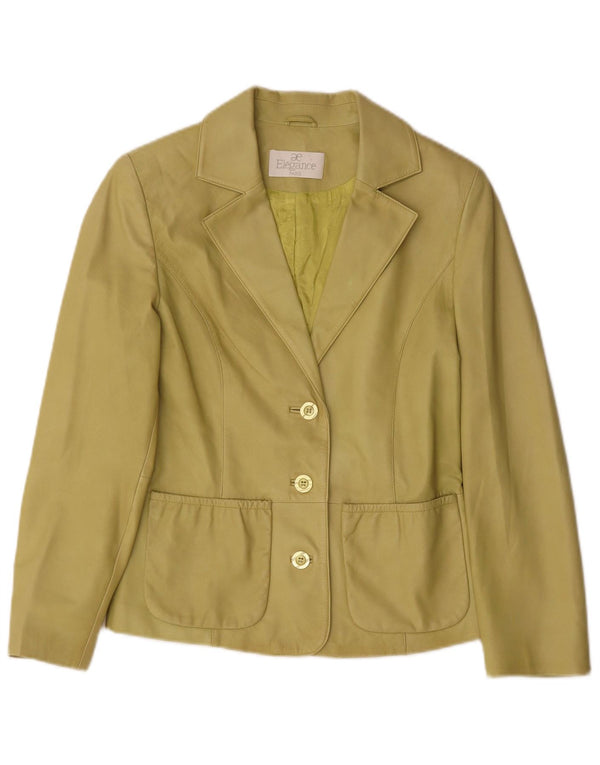 Elegance Veste blazer en cuir à 3 boutons pour femme UK 10 Petit cuir vert