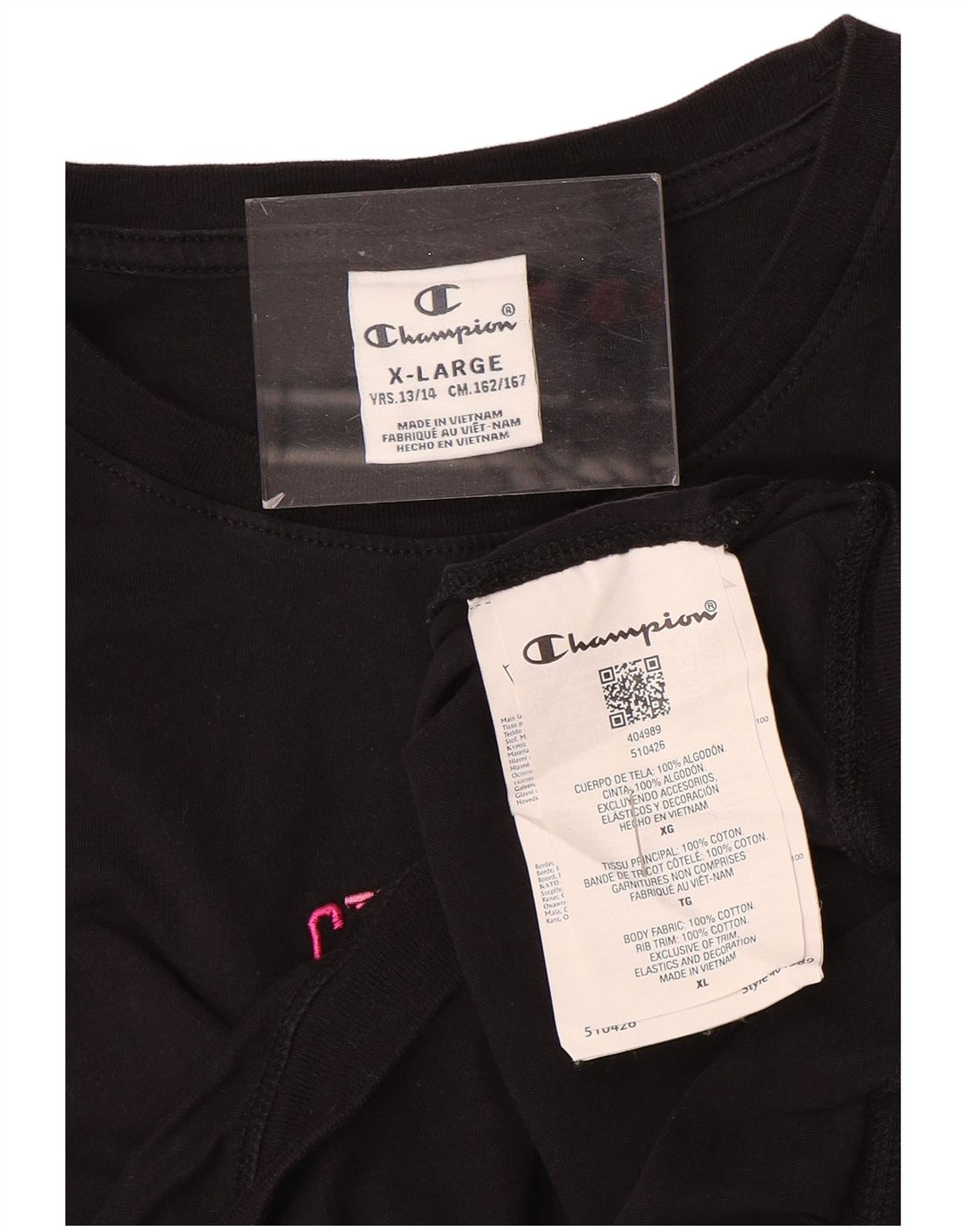 CHAMPION T-Shirt Fille 13-14 Ans XL Noir Coton