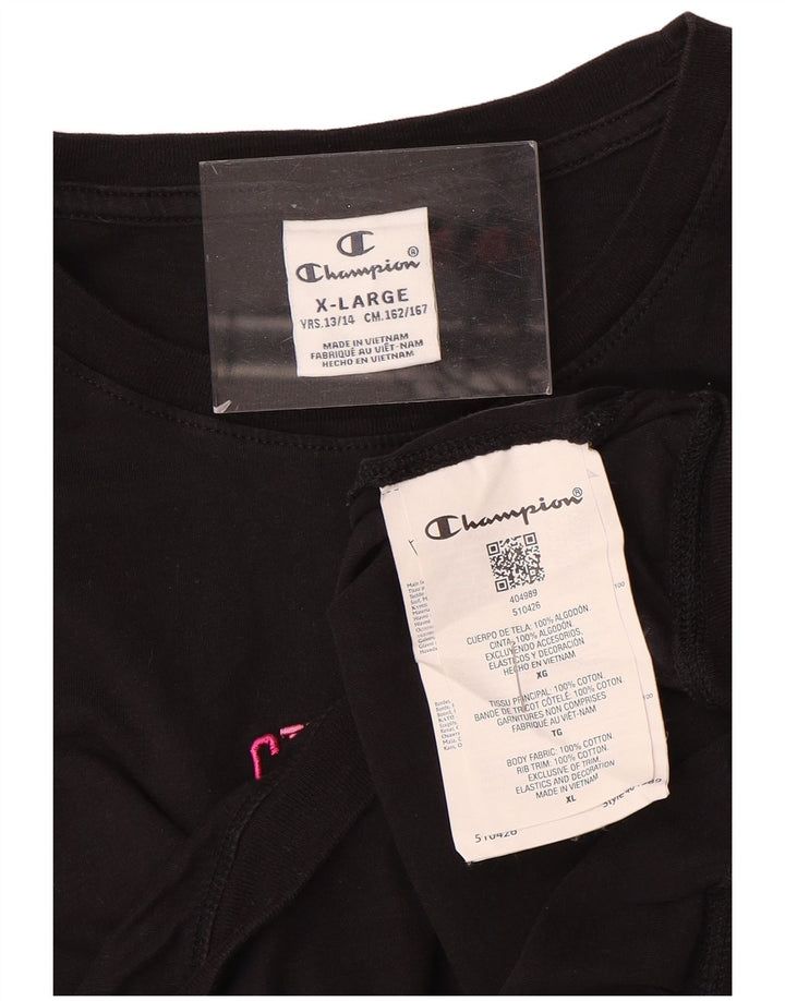 CHAMPION T-Shirt Fille 13-14 Ans XL Noir Coton