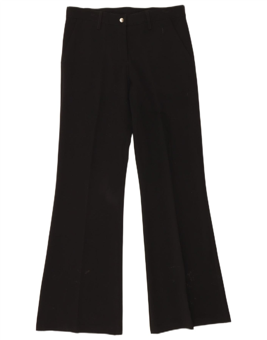 VINTAGE Pantalon Chino Bootcut Femme Moyen W30 L32 Noir Polyester