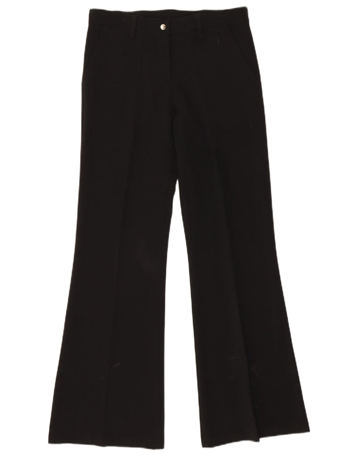 VINTAGE Pantalon Chino Bootcut Femme Moyen W30 L32 Noir Polyester