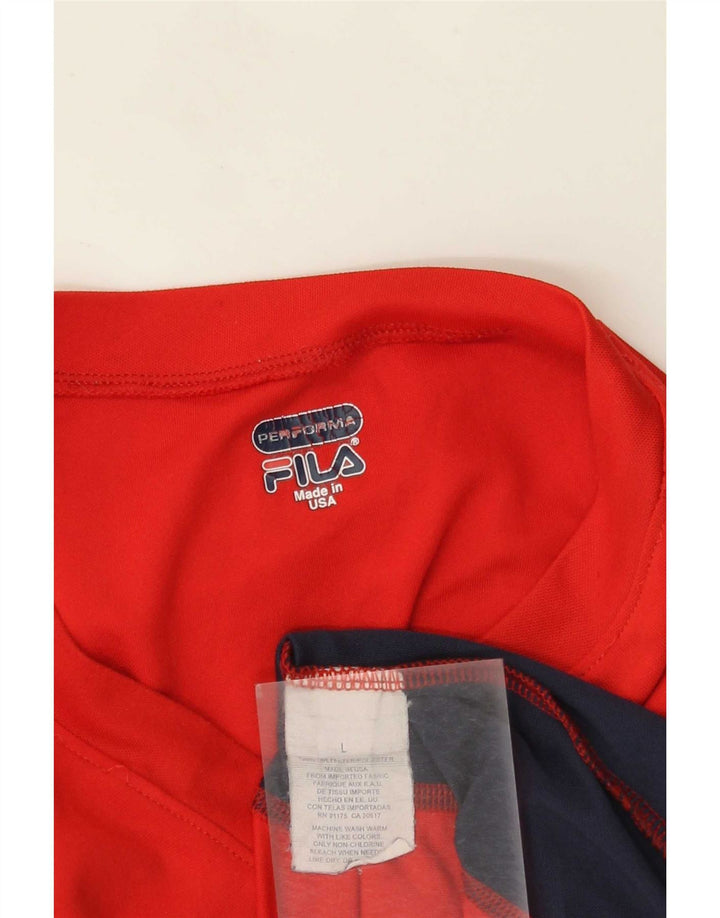 Fila Haut à manches longues pour hommes en polyester color block grand rouge