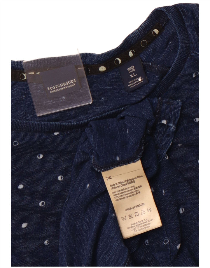 SCOTCH & SODA T-Shirt Homme Top XL Bleu Marine Pois Coton