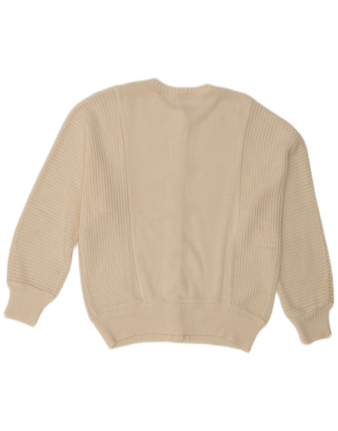 vintage Femme Cardigan Pull IT 46 Grand Off White Polyacrylique