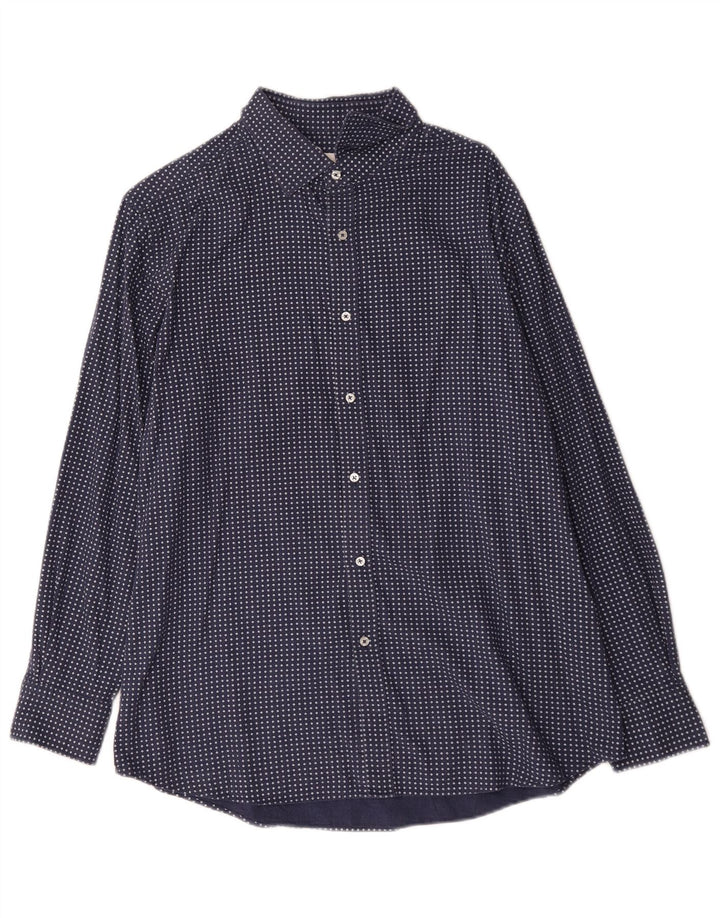 Massimo Dutti Chemise Homme XL Bleu Géométrique Coton