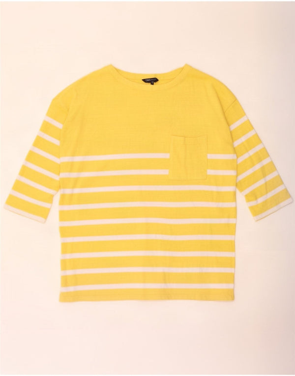 Marks & Spencer Haut à manches 3/4 pour femme UK 16 Grand coton rayé jaune
