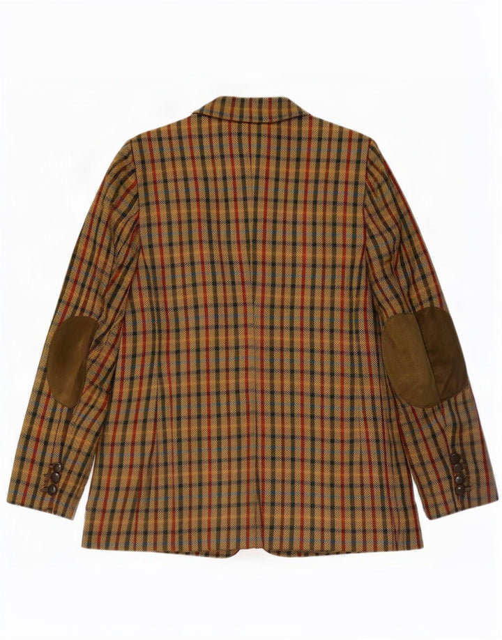 DAKS Veste Blazer 2 Boutons Femme UK 16 Grande Laine Vichy Kaki