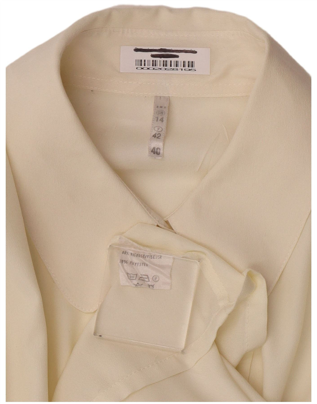 Chemisier chemise femme vintage UK 14 Medium Off White Viscose