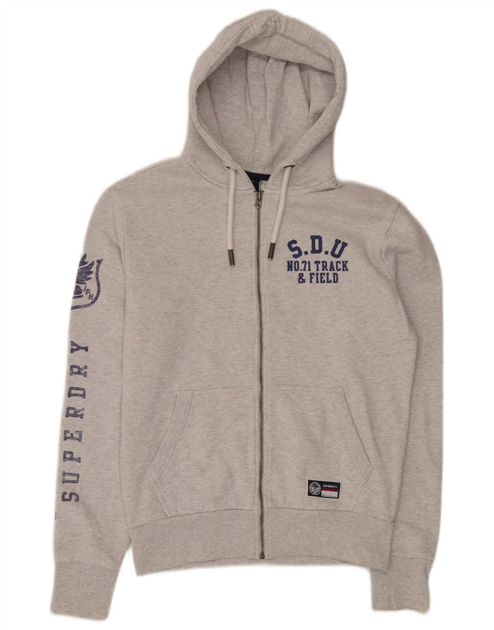 Superdry Sweat à Capuche Graphique Zippé Homme Gris Moyen Coton