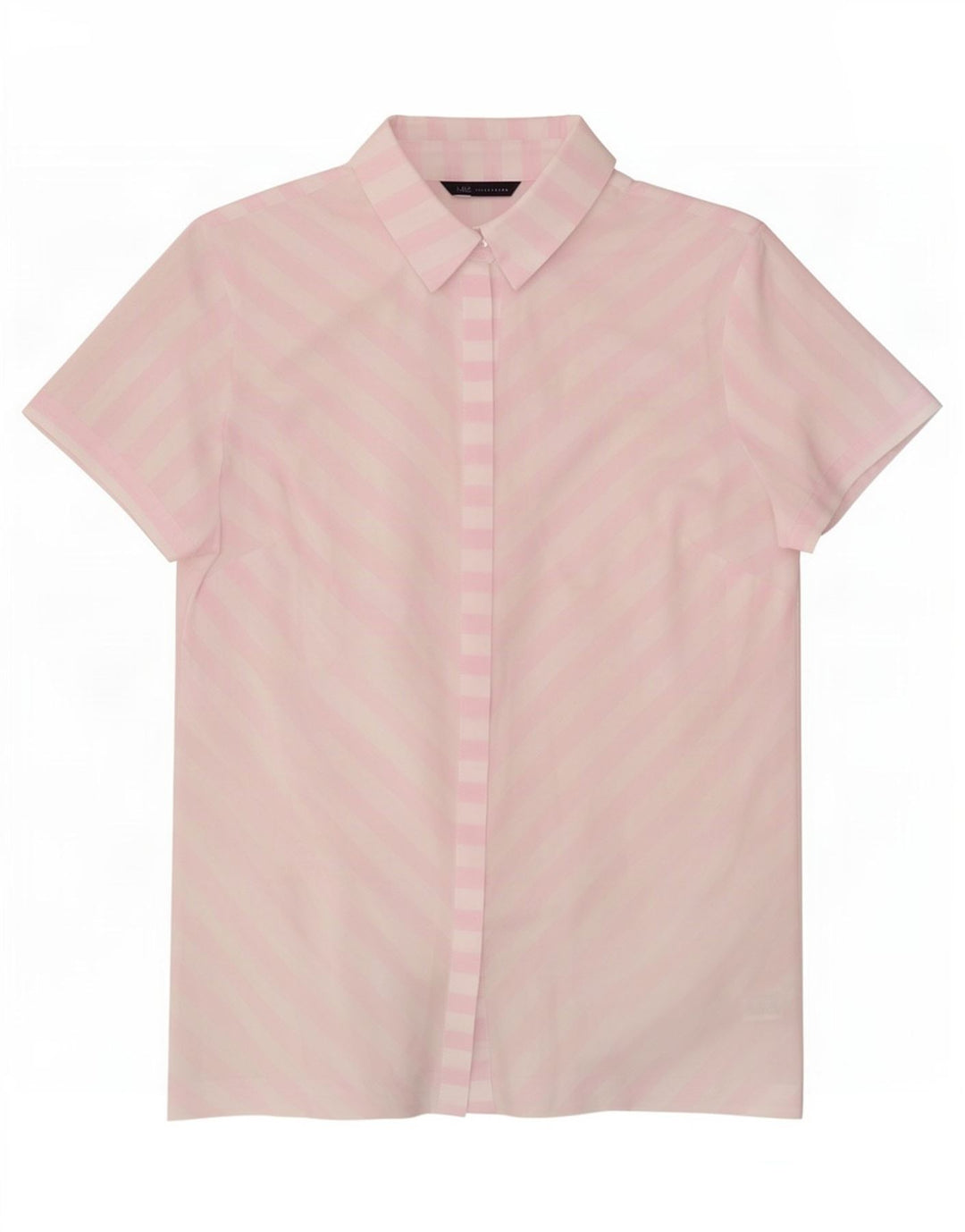 Marks & Spencer Chemise à manches courtes pour femme UK 12 Medium White Rayé