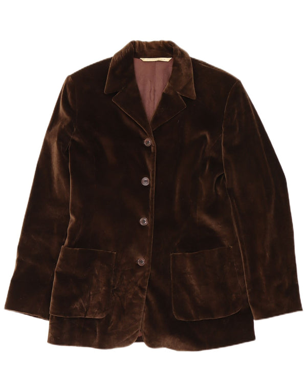 Penny Black Veste blazer en velours à 4 boutons pour femme Coupe décontractée UK 6 XS Marron