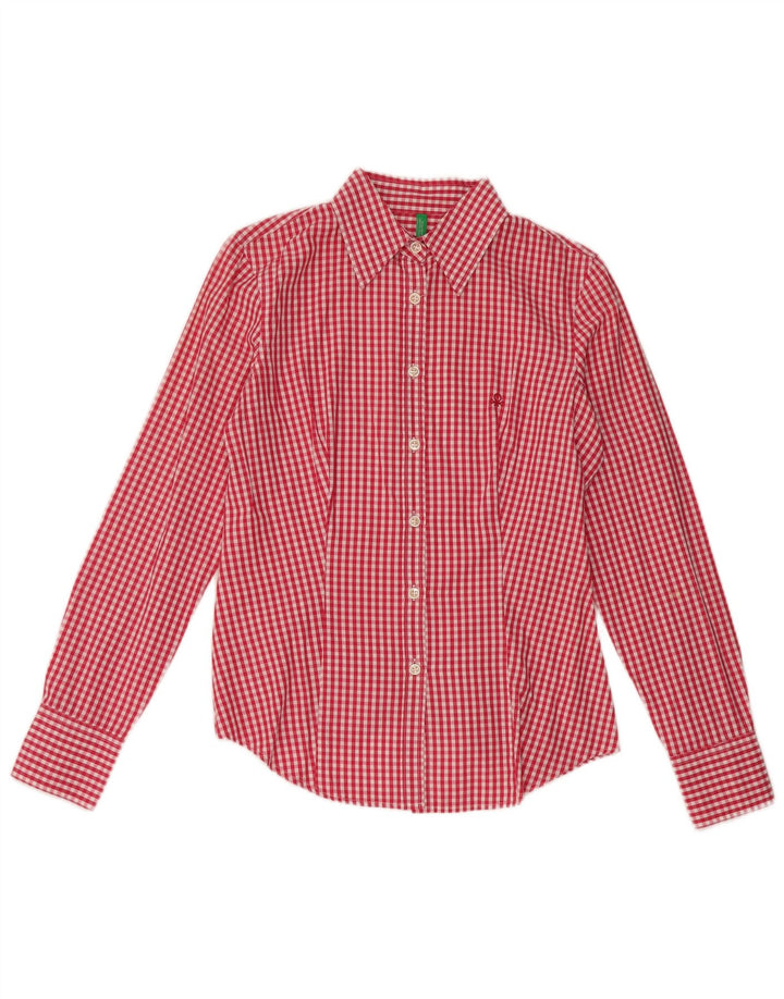 Benetton Chemise Femme UK 12 Vichy Rouge Moyen