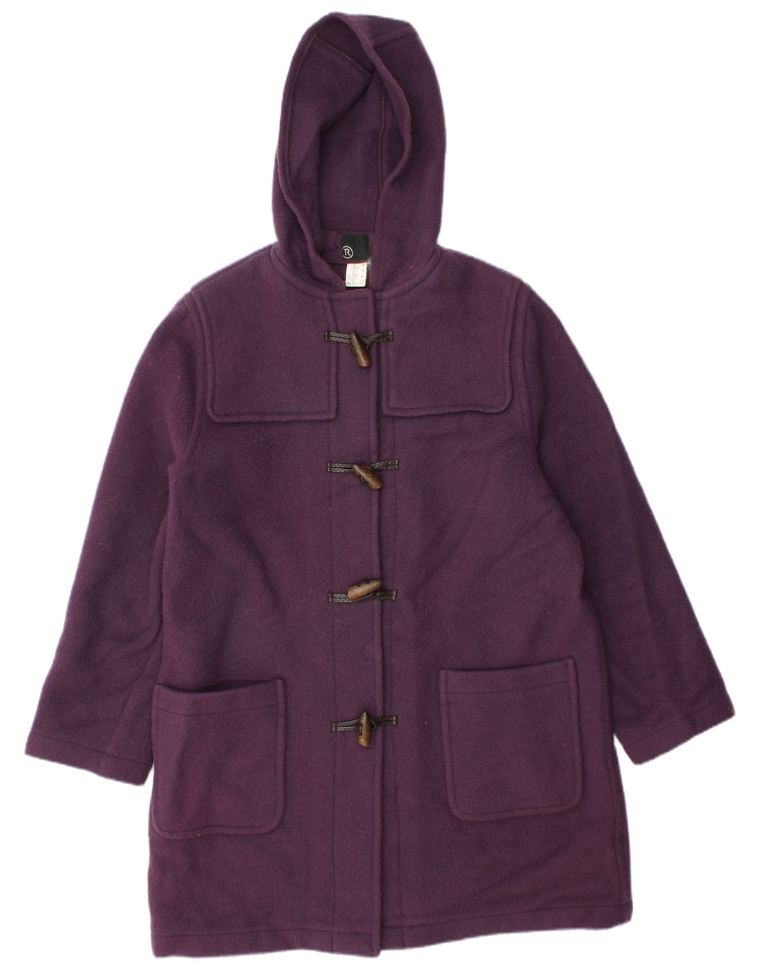 vintage Femmes À Capuchon Duffle Coat UK 14 Grande Laine Violette