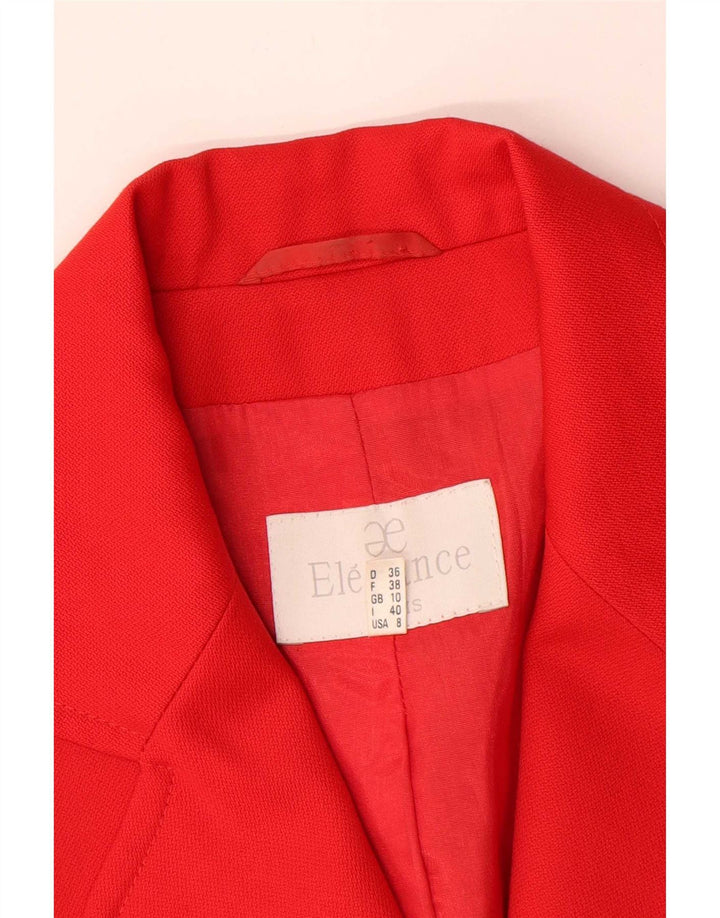 Elegance Veste Blazer 4 Boutons pour Femme UK 10 Petite Laine Vierge Rouge