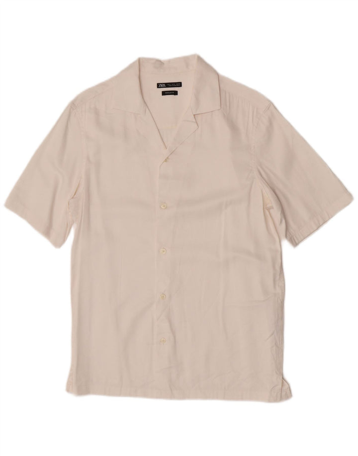Zara Chemise À Manches Courtes Homme Petit Blanc Viscose
