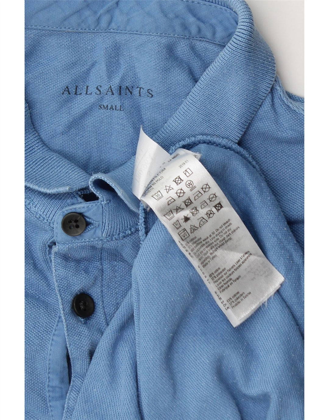ALL SAINTS Polo Homme Petit Bleu Coton