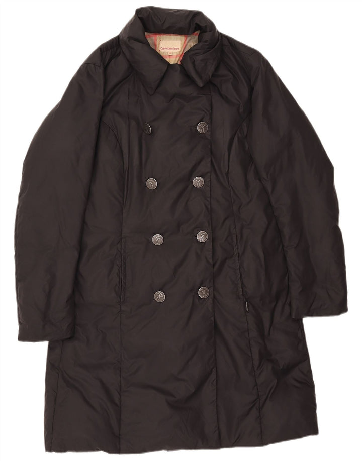 Calvin Klein Jeans Manteau rembourré à double boutonnage pour femme UK 14 Noir moyen