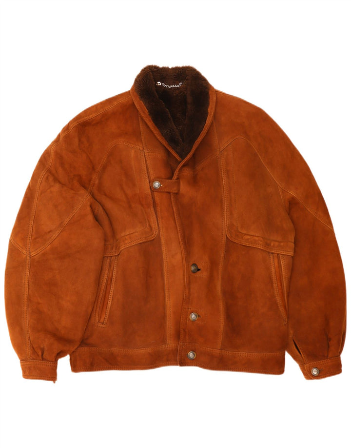 veste en peau de mouton vintage pour hommes IT 54 2XL Marron