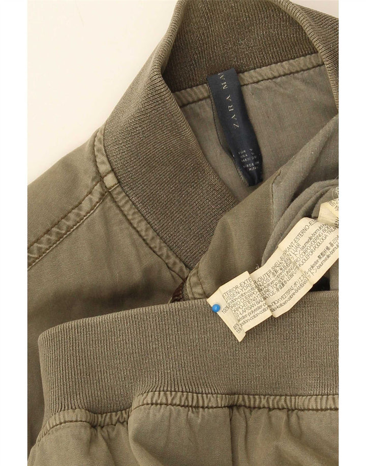 Zara Mens Bomber Jacket UK 36 Petit Kaki Coton