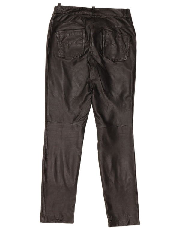 HEINE Pantalon slim en cuir pour femme UK 12 Medium W30 L31 Cuir noir