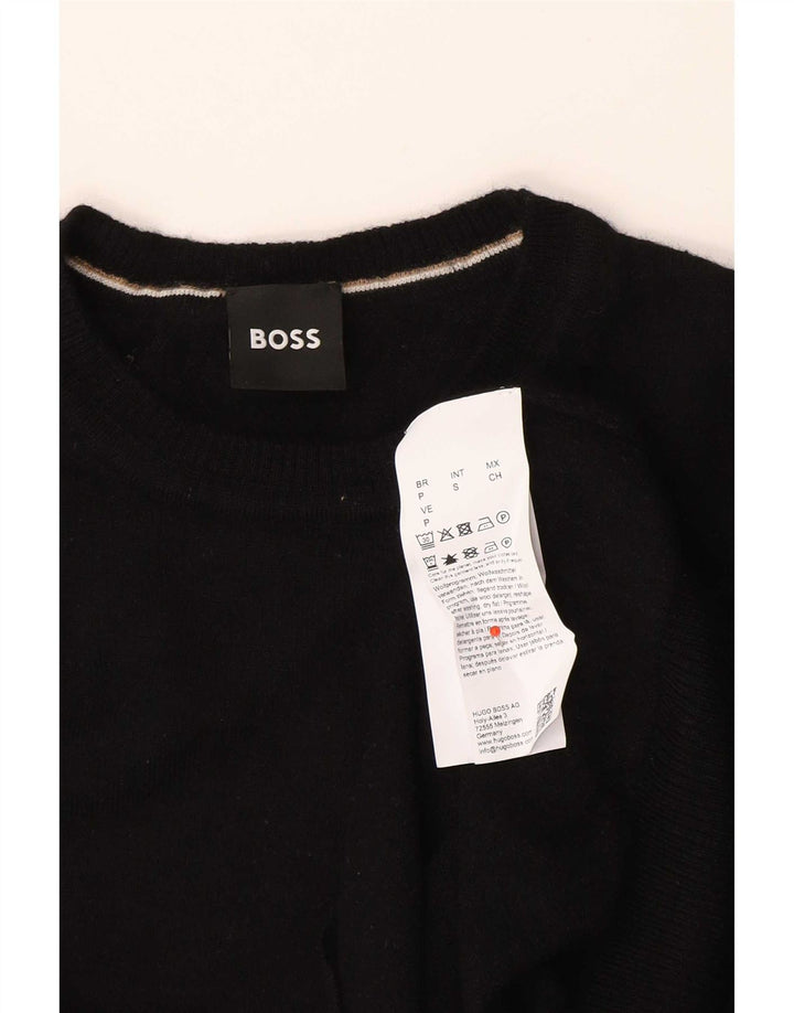 Hugo Boss Pull ras du cou pour homme en laine vierge noire Small