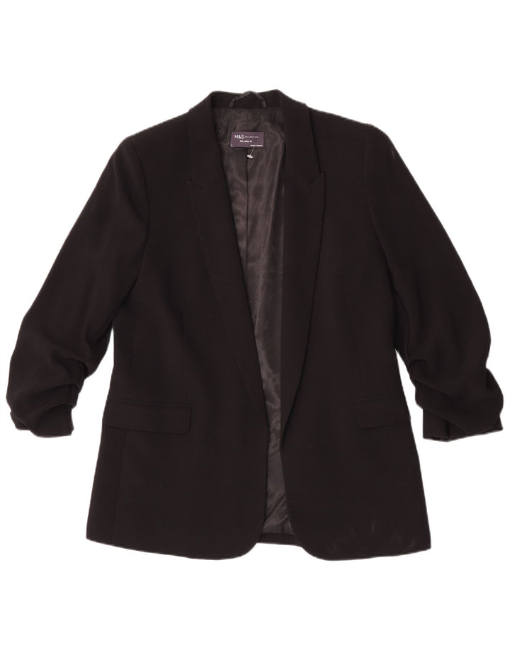 Marks & Spencer Veste blazer à manches 3/4 pour femme UK 10 Small Noir