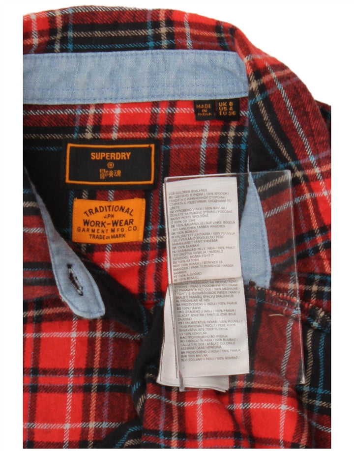 SUPERDRY Chemise en flanelle pour femme UK 8 Petit carreaux rouges en coton