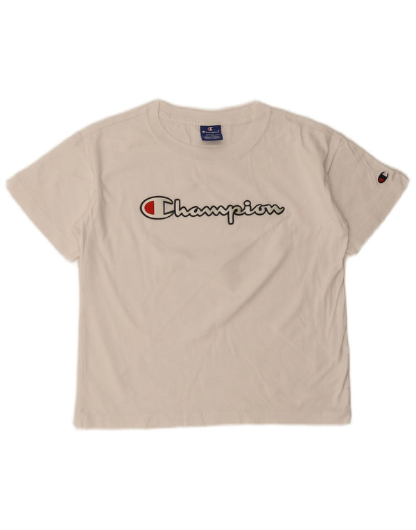 Champion Womens Graphic T-Shirt Top UK 10 Small White Cotton