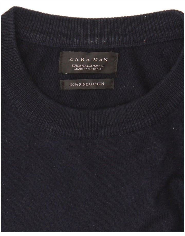 Zara Pull à col rond en coton rayé bleu marine moyen pour homme