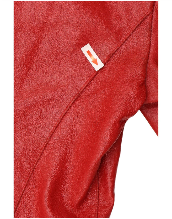 Veste en cuir femme vintage UK 14 Cuir rouge moyen