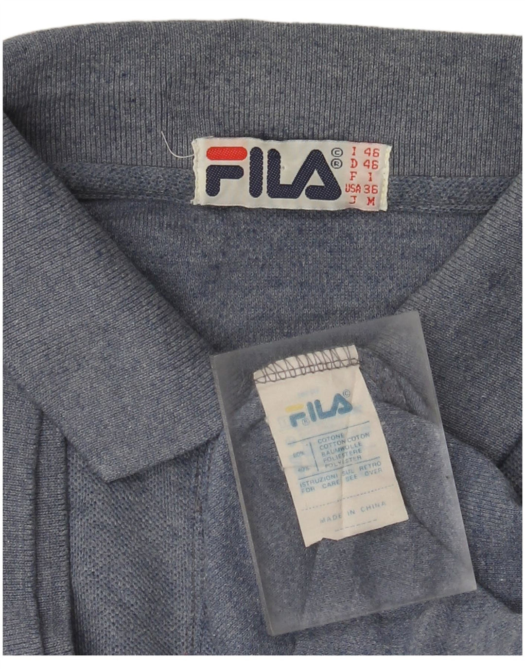 Fila Polo Homme IT 46 Small Bleu Moucheté Coton