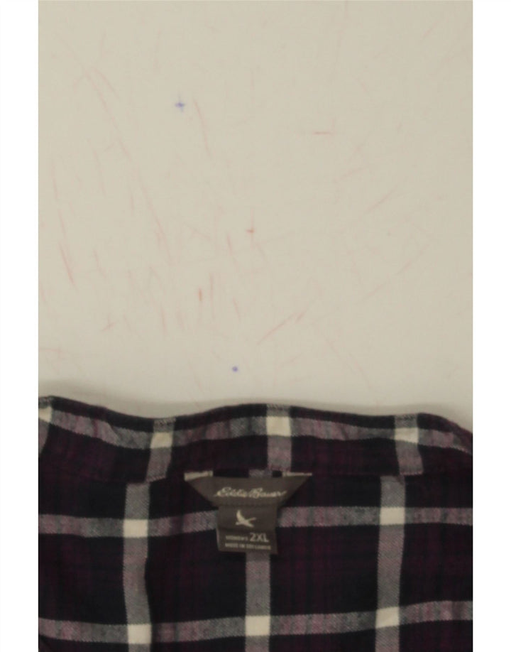EDDIE BAUER Womens Pullover Shirt UK 20 2XL Purple Check Cotton Vintage Eddie Bauer and Second-Hand Eddie Bauer from Messina Hembry 