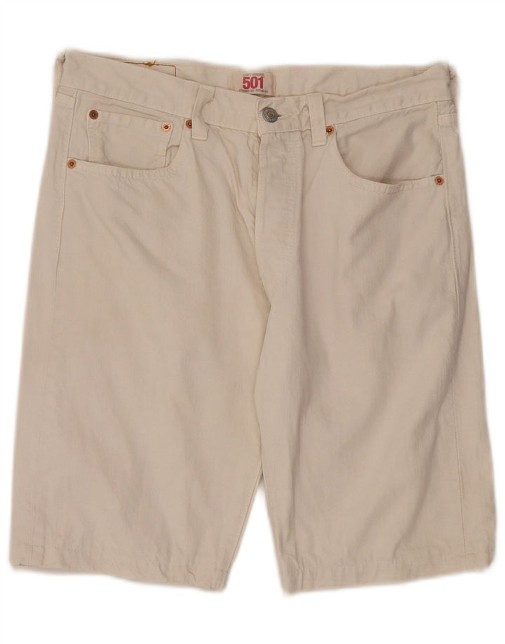 Levi's Short en Jean 501 W33 Homme Blanc Moyen Coton