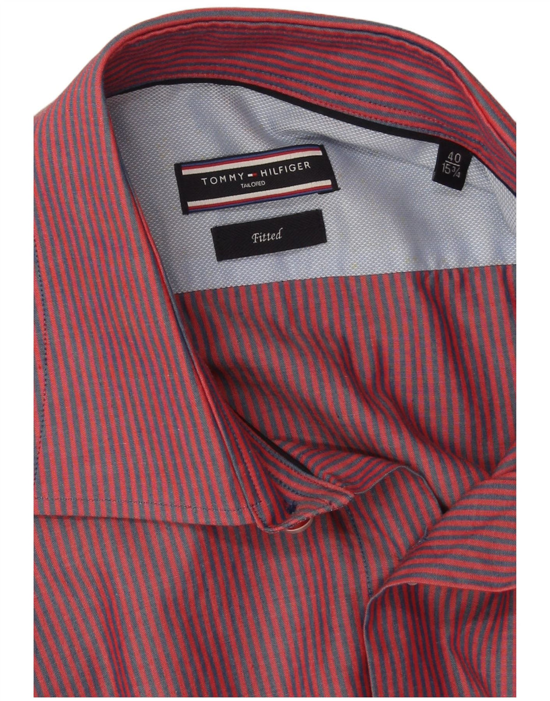 Tommy Hilfiger Chemise sur mesure pour hommes Taille 40 15 3/4 Rayure rouge moyenne